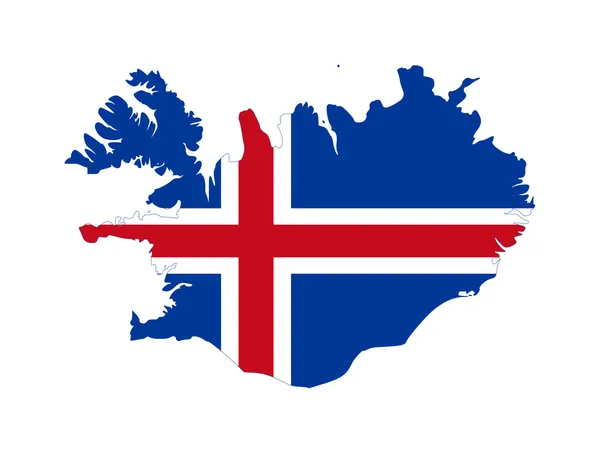 Islandská vlajka na mapě — Stock fotografie
