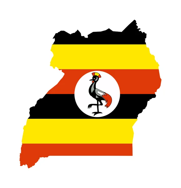 Uganda Flagge auf der Karte — Stockfoto