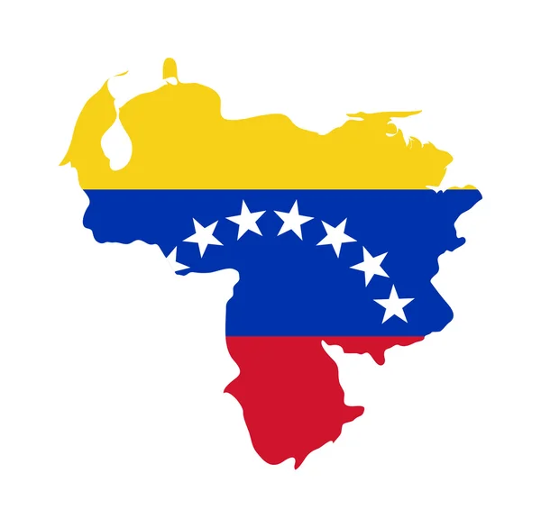 Vlajka Venezuely na mapě — Stock fotografie
