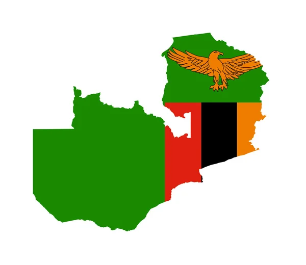 Sambia Flagge auf der Karte — Stockfoto