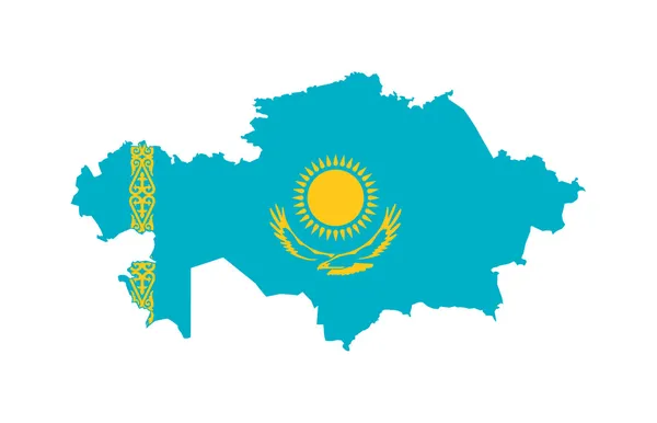 Kazachstán vlajka na mapě — Stock fotografie