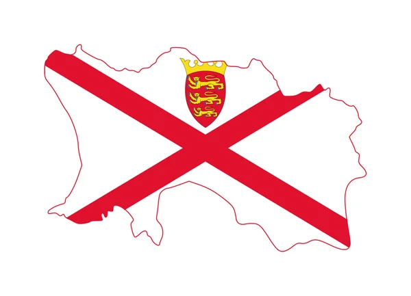 Vlajka Jersey na mapě — Stock fotografie