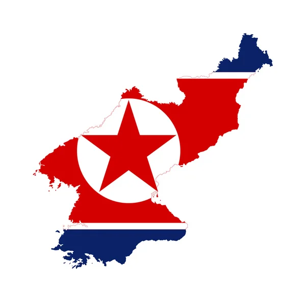 Vlag van Noord-korea op kaart — Stockfoto