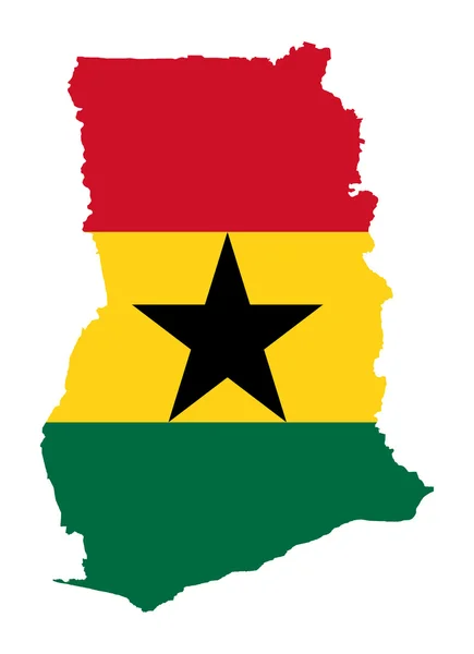 Vlajka Ghany na mapě — Stock fotografie