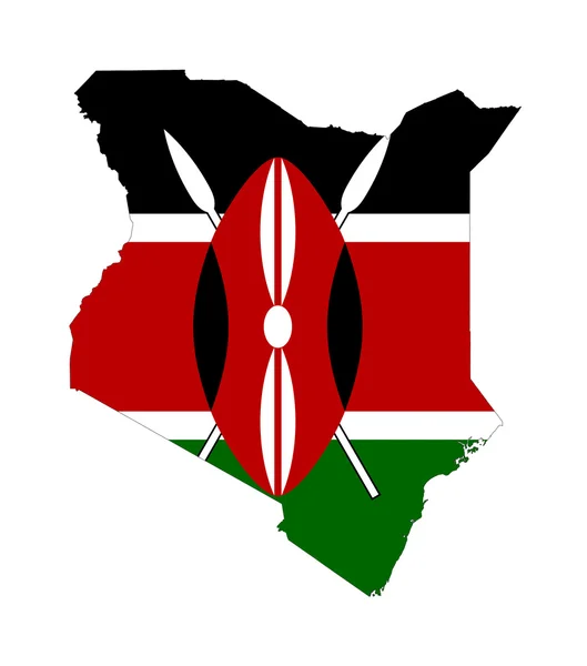 マップ上のケニアの旗 — ストック写真