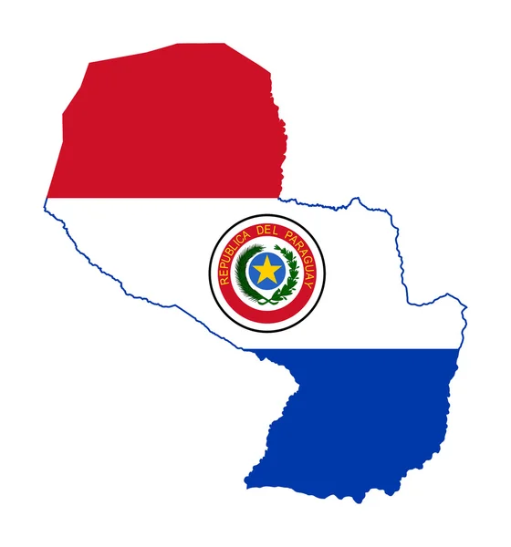 Прапор Парагваю на карті — стокове фото