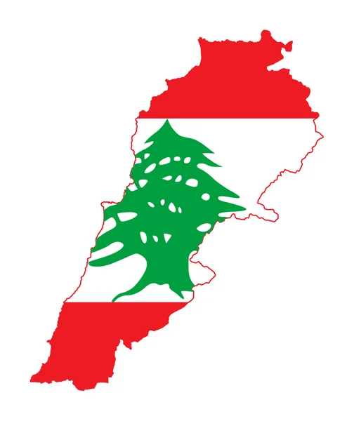 Vlajka Libanonu na mapě — Stock fotografie