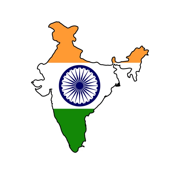 Σημαία της Ινδίας στο χάρτη — Φωτογραφία Αρχείου