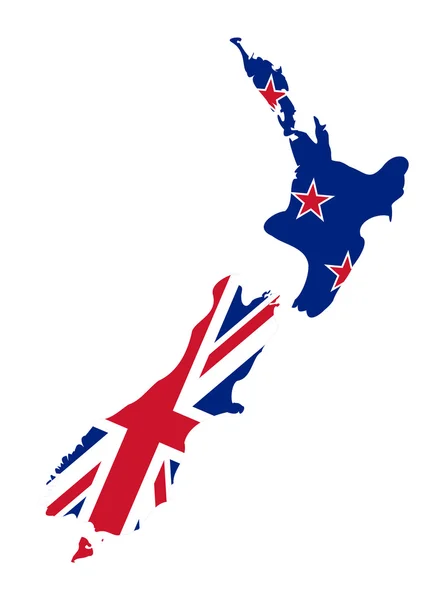 新西兰国旗在地图上 — 图库照片