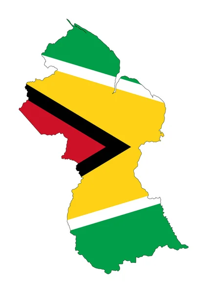 Guyana Flagge auf der Karte — Stockfoto