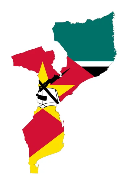 Mosambikanische Flagge auf der Karte — Stockfoto