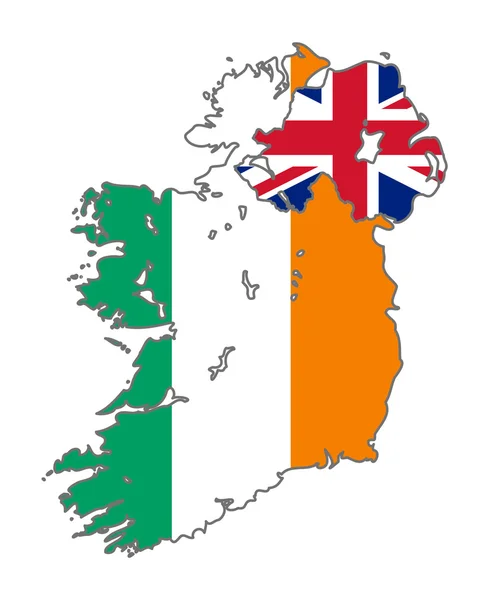 Vlajka Irsko na mapě — Stock fotografie