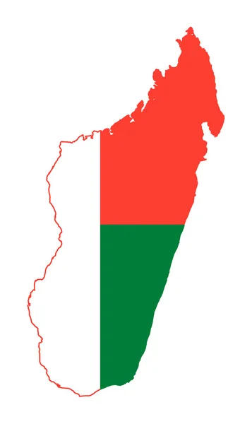 Madagaszkár zászló a térképen — Stock Fotó