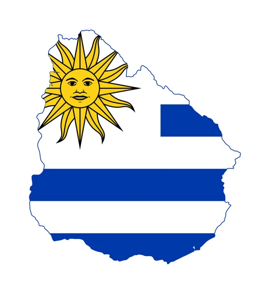 Прапор Уругваю на карті — стокове фото