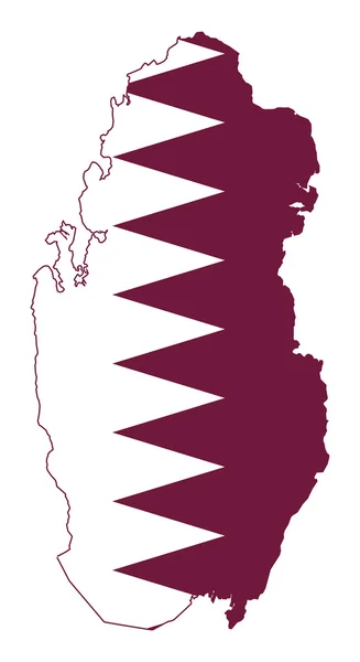 Qatar flag on map — Stock Photo, Image