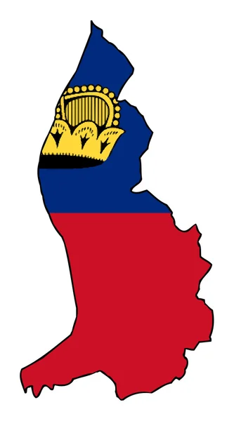 Флаг Лихтенштейна на карте — стоковое фото