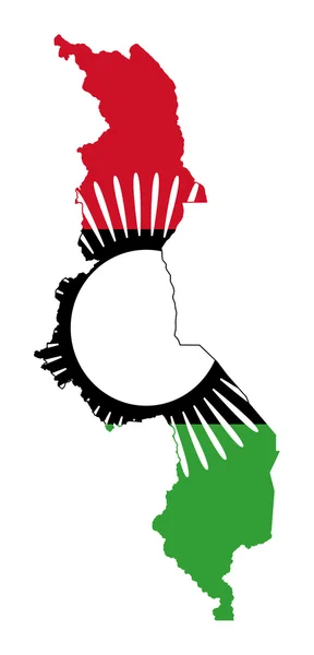 Malawi Flagge auf der Karte — Stockfoto