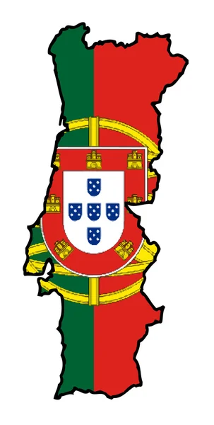Πορτογαλία σημαία στο χάρτη — Φωτογραφία Αρχείου