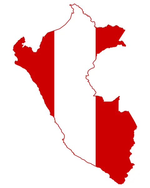Bandiera Perù sulla mappa Fotografia Stock