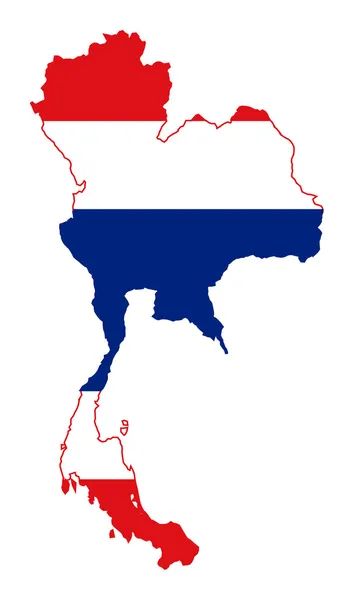 Bandiera Thailandia sulla mappa Immagini Stock Royalty Free
