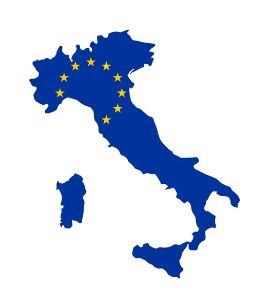 Drapeau de l'UE sur la carte de Italie — Photo