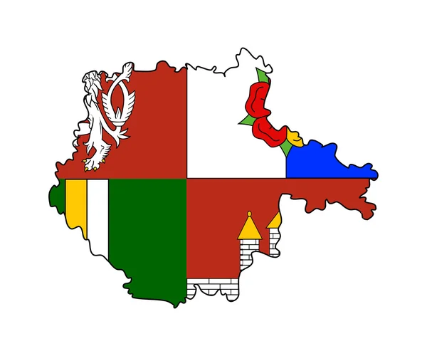 Südböhmen Flagge und Karte — Stockfoto