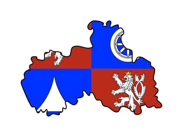 Drapeau et carte de l'état de Liberec — Photo