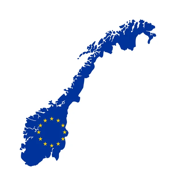 Vlajka EU na mapě Norska — Stock fotografie