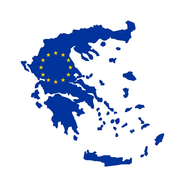 EU flag on map of Greece — Stock Photo, Image