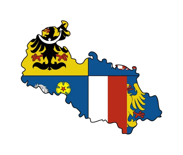 Bandeira do Estado da Morávia e Silésia no mapa — Fotografia de Stock