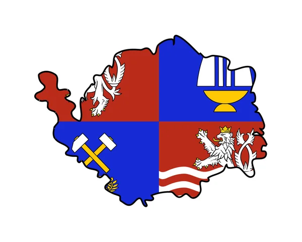 Karlovy Vary state flag and map — Stock Photo, Image