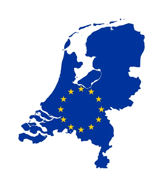 Σημαία της Ευρωπαϊκής Ένωσης στο χάρτη των κάτω χωρών — Φωτογραφία Αρχείου