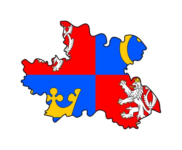 Hradec Kralove state flag and map — Stock Photo, Image