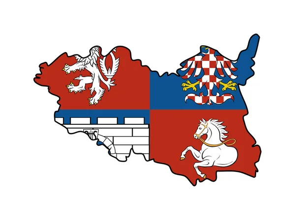 Bandera de Pardubice y mapa de la región —  Fotos de Stock