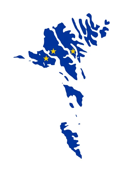 Bandiera UE sulla mappa di Isole Faroe — Foto Stock