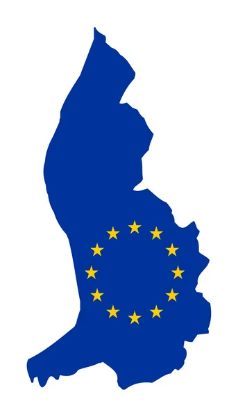 Σημαία της Ευρωπαϊκής Ένωσης στο χάρτη του Λιχτενστάιν — Φωτογραφία Αρχείου