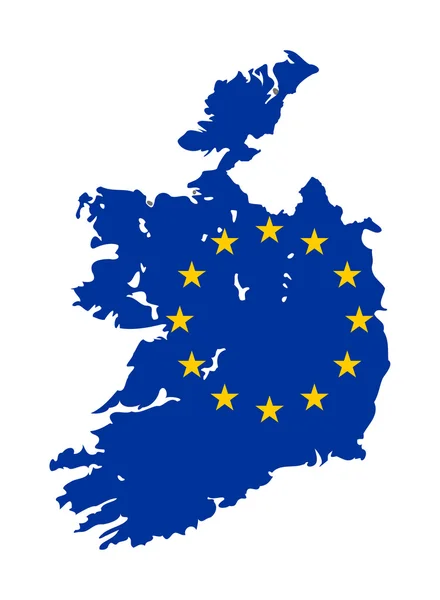 欧盟在爱尔兰的地图上的标志 — 图库照片