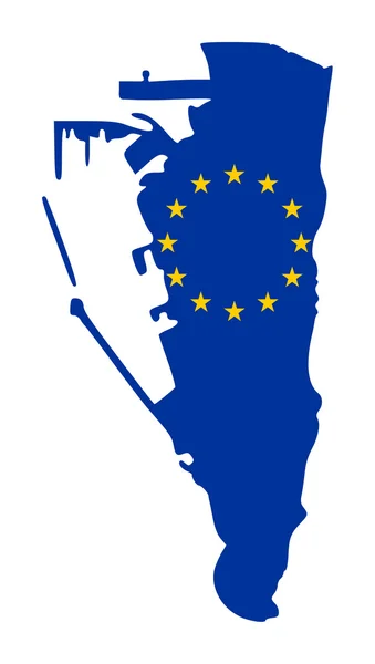 Gibraltar EU flag on map — Stock Photo, Image