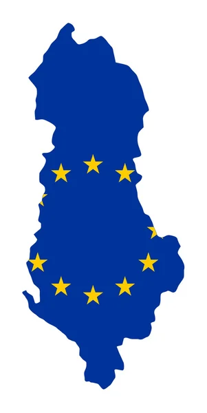 Evropská vlajka na mag Albánie — Stock fotografie