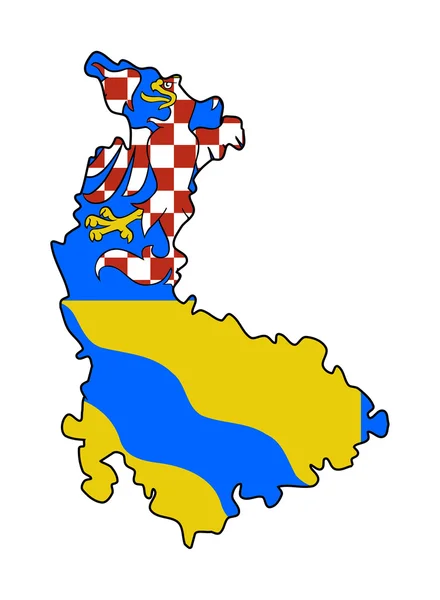 Olomouc state flag und map — Stockfoto