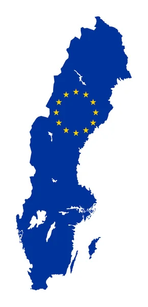 İsveç AB bayrağı Haritası — Stok fotoğraf
