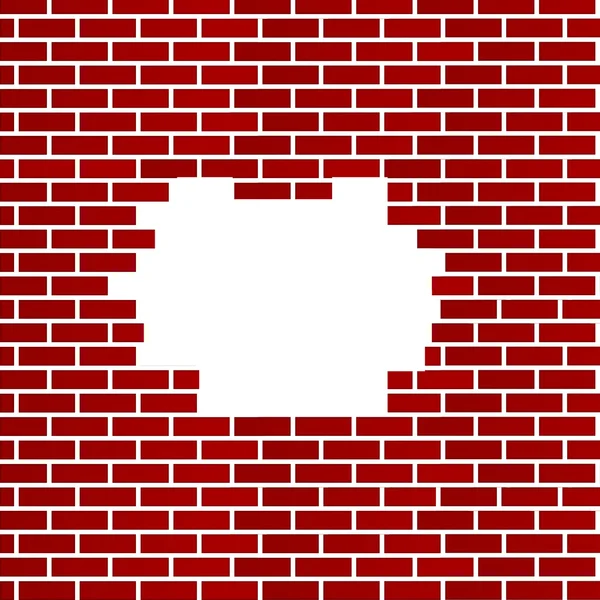 Kırmızı tuğla duvar arka plan delik — Stok fotoğraf