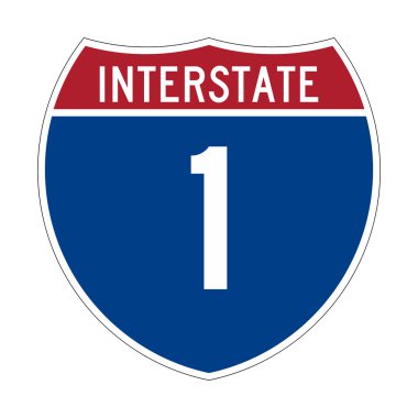 Interstate Highway 1 sign clipart