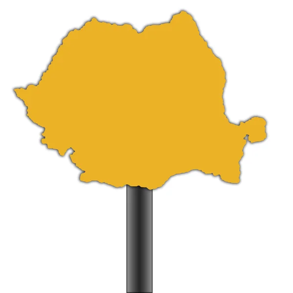 Roménia mapa sinal de estrada — Fotografia de Stock