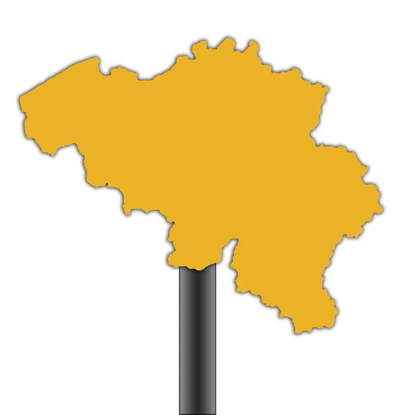 Bélgica mapa sinal de estrada — Fotografia de Stock