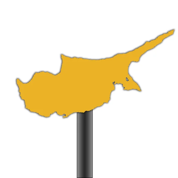 Zypern Karte Straßenschild — Stockfoto
