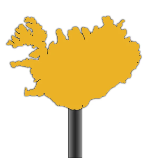 Islândia mapa sinal de estrada — Fotografia de Stock