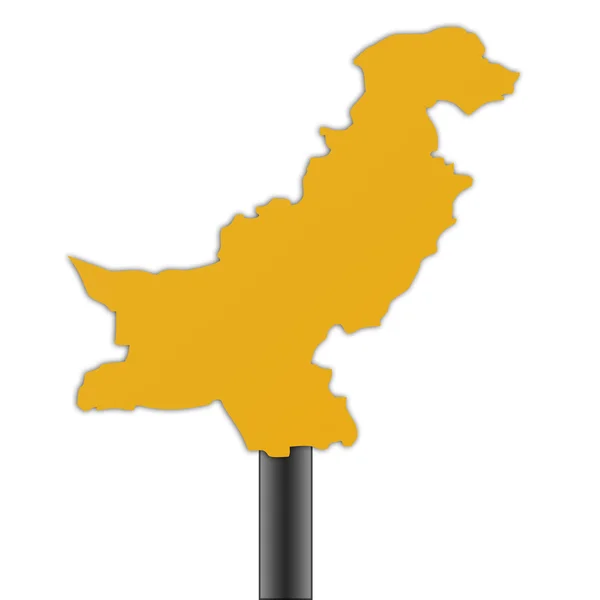 Pákistán mapa dopravní značka — Stock fotografie