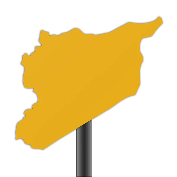 Síria mapa sinal de estrada — Fotografia de Stock