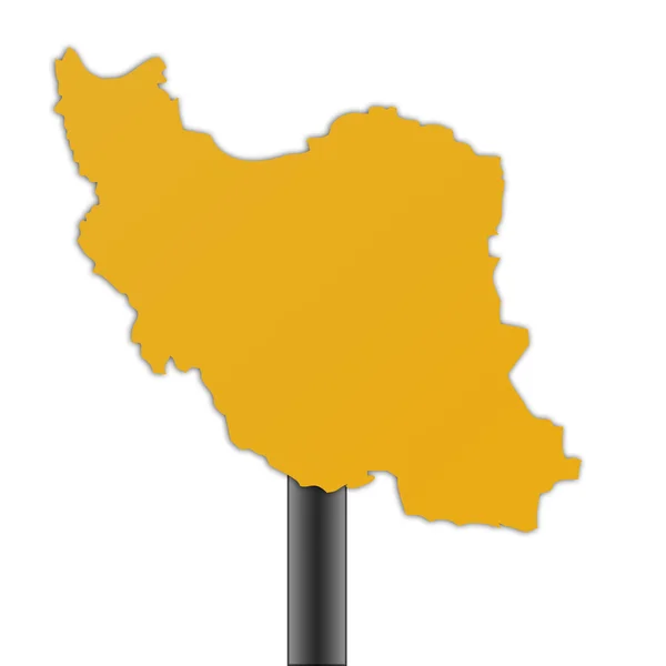 Iran kaart verkeersbord — Stockfoto